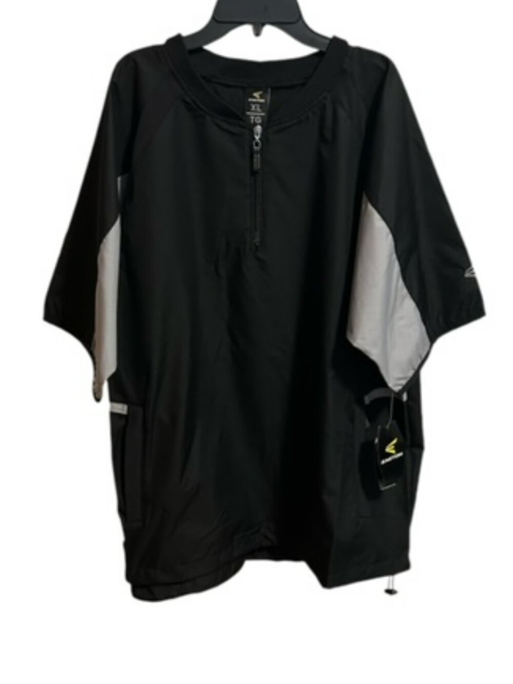 Easton Baseball 1/4 Zip Windbreaker Jacket Short Sleeve Black Grey XL NWT